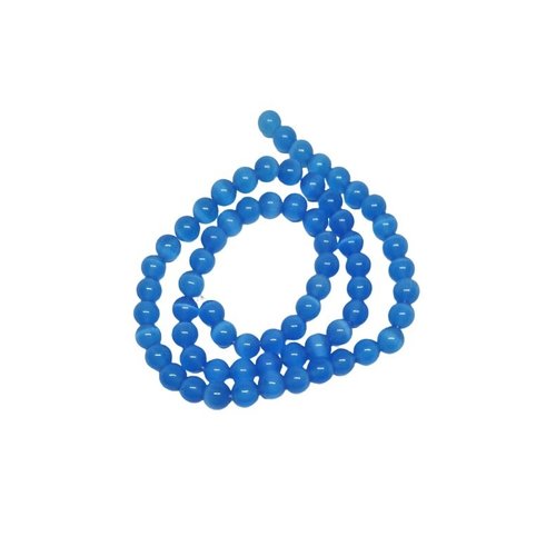 Fil de 47 perles ronde naturelle 8 mm oeil de chat bleu f0907208