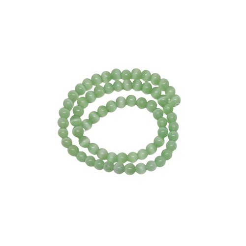 Fil de 47 perles ronde naturelle 8 mm oeil de chat vert f002298