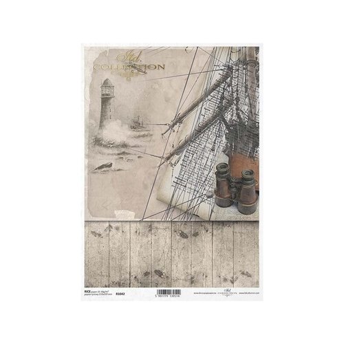 1 feuille de papier de riz 29,7 x 21 cm découpage collage ocean phare jumelle 1042