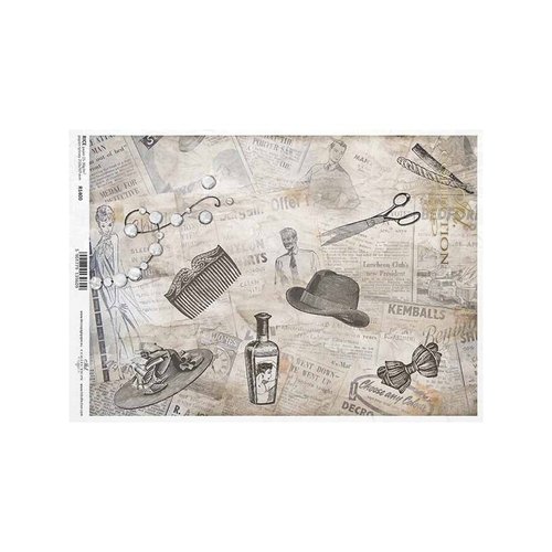 1 feuille de papier de riz 29,7 x 21 cm découpage collage vintage coiffeur 1400