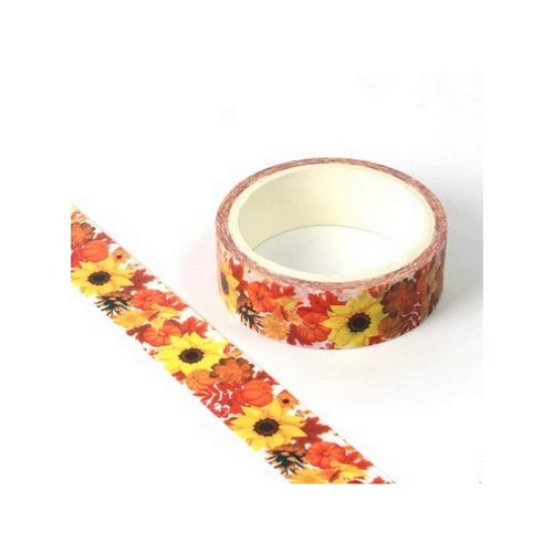 Washi tape ruban adhésif scrapbooking 1,5 x 4,5 m fleur tournesol