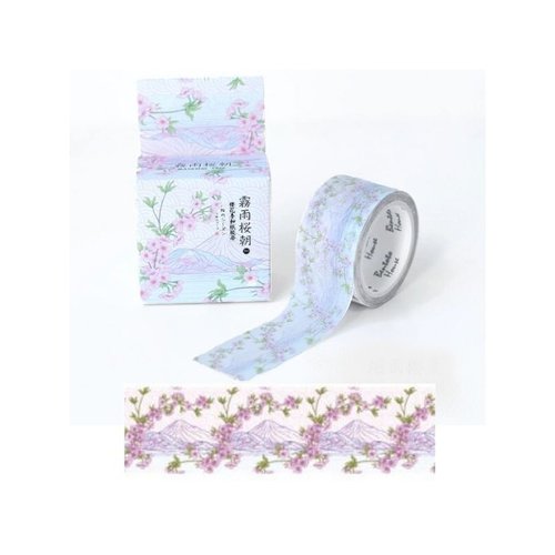Washi tape ruban adhésif scrapbooking 25 mm x 6,5 m fleuri rose montagne