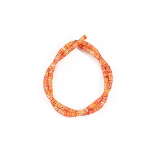 Fil de perle rondelle heishi pierre naturelle jaspers impériale 2 x 4 mm orange