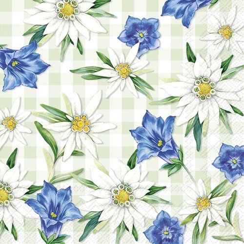 2 serviettes en papier 33 x 33 cm découpage collage fleur edelweiss fa 115 xl