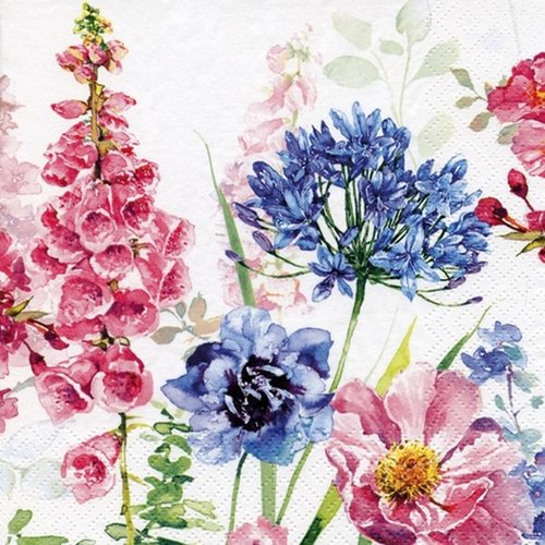 2 serviettes en papier 33 x 33 cm découpage collage fleur rose bleu fa 503