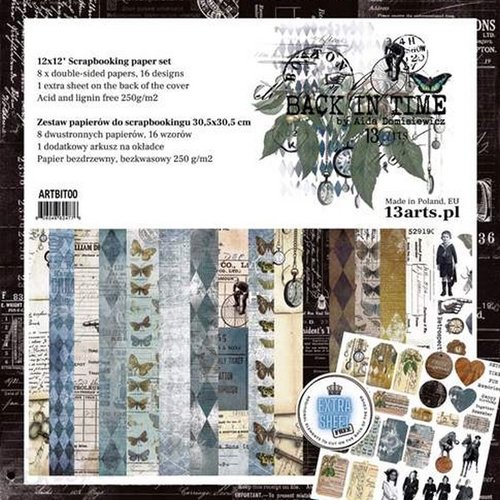 Papiers scrapbooking 30 x 30 cm 13@rts 8 feuilles back in time