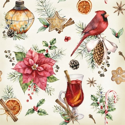 2 serviettes en papier 33 x 33 cm découpage collage ambiance de noel 312