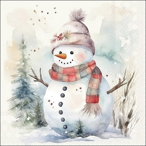 2 serviettes en papier 33 x 33 cm découpage collage bohomme de neige noel 206