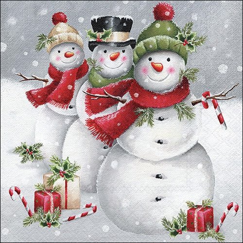 2 serviettes en papier 33 x 33 cm découpage collage  bohomme de neige noel 110