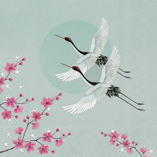 2 serviettes en papier 33 x 33 cm découpage collage oiseau cigogne 113