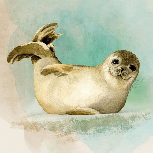 2 serviettes en papier 33 x 33 cm découpage collage loutre 200