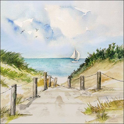 2 serviettes en papier 33 x 33 cm découpage collage dune bord de mer 102