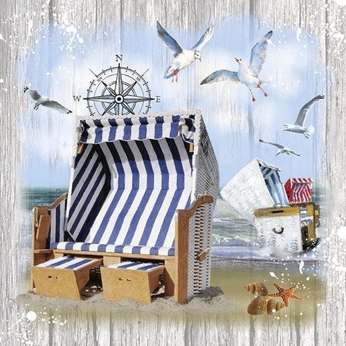 2 serviettes en papier 33 x 33 cm découpage collage goeland cabane mer 124