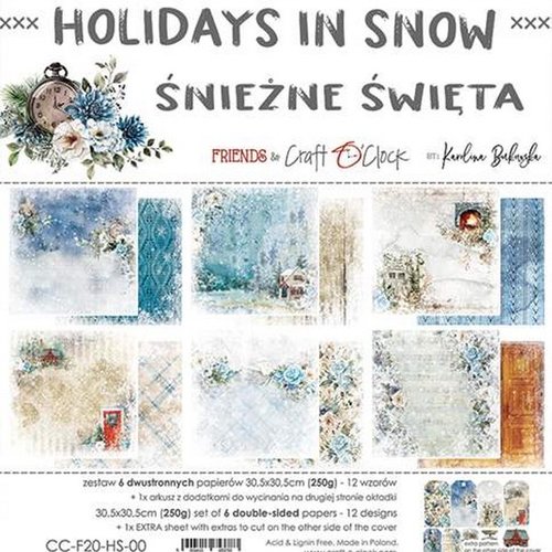 7 papiers imprimés scrapbooking 30 x 30 cm craft o’cock holidays in snow -