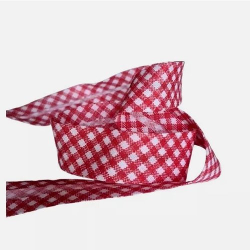 2 m de biais fantaisie 1.8 cm polyester coton vichy rouge