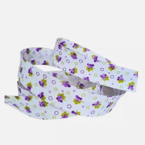 2 m de biais fantaisie 1.8 cm polyester coton raisin