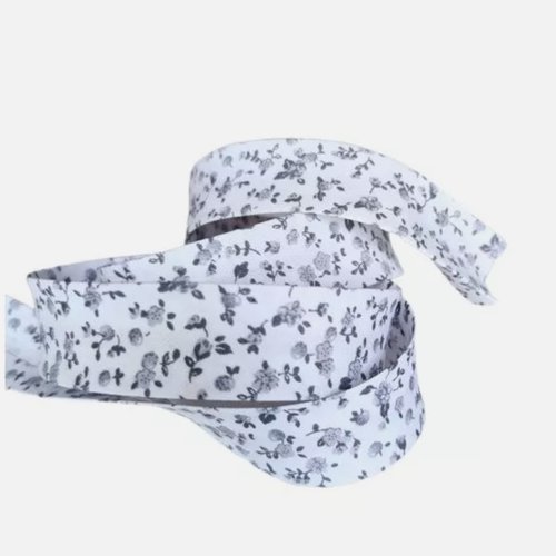 2 m de biais fantaisie 1.8 cm polyester coton fleur grise