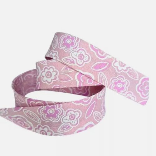 2 m de biais fantaisie 1.8 cm polyester coton fleuri rose