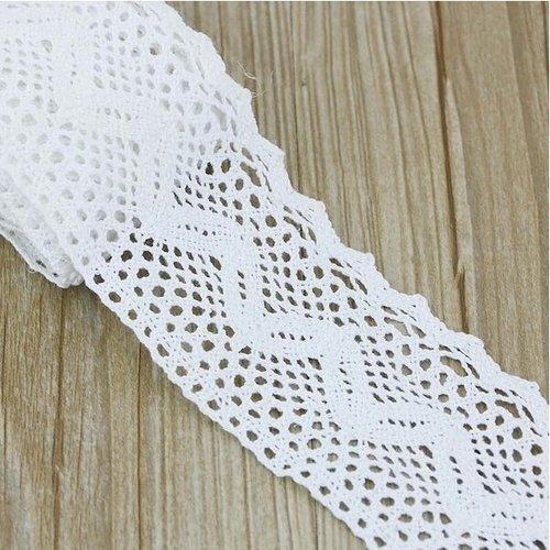 2 m de ruban dentelle galon coton vintage 6,3 cm blanc 780ww101