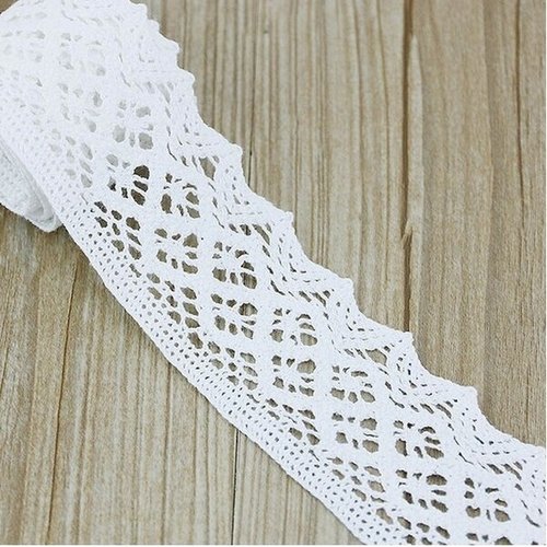 2 m de ruban dentelle galon coton vintage 7,5 cm blanc 780ww100