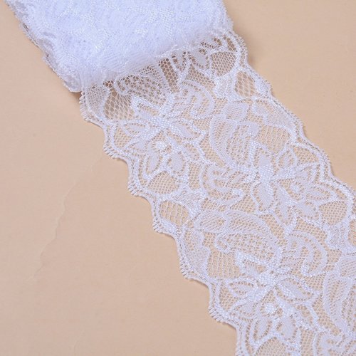 2 m de ruban dentelle galon polyester élastique 8 cm blanc 5905
