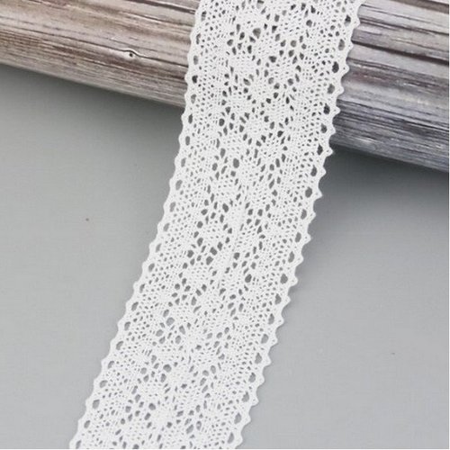 2 m de ruban dentelle galon coton vintage 4,7 cm blanc 170 vx 18