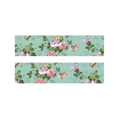 1 m de ruban satin imprimé 2,5 cm couture scrapbooking fleur fond vert