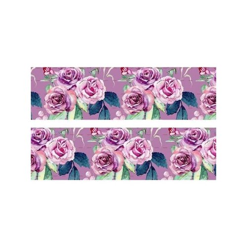 1 m de ruban satin imprimé 2,5 cm couture scrapbooking rose et feuillage