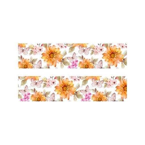 1 m de ruban satin imprimé 2,5 cm couture scrapbooking fleur orange