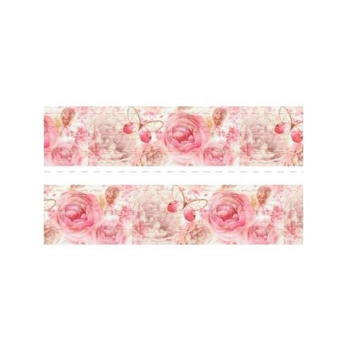 1 m de ruban satin imprimé 2,5 cm couture scrapbooking grosse rose