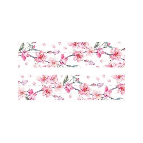 1 m de ruban satin imprimé 2,5 cm couture scrapbooking branche fleur rose