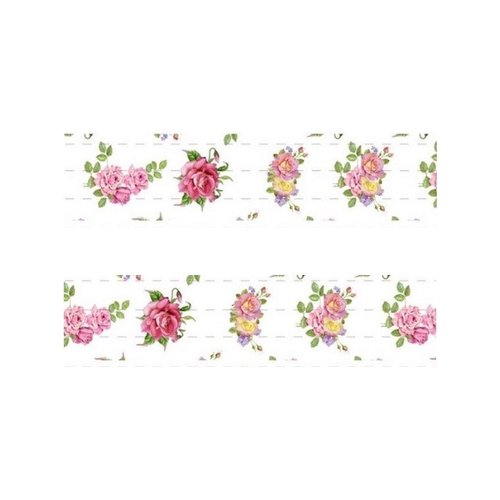 1 m de ruban satin imprimé 2,5 cm couture scrapbooking rose rosier