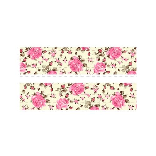 1 m de ruban satin imprimé 2,5 cm couture scrapbooking rose feuille