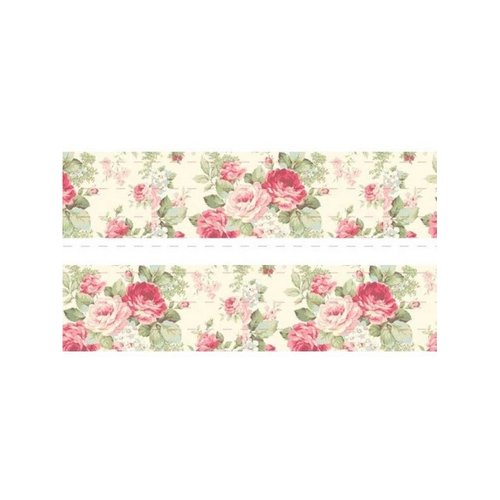 1 m de ruban satin imprimé 2,5 cm couture scrapbooking vintage rose