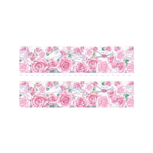 1 m de ruban satin imprimé 2,5 cm couture scrapbooking message de roses