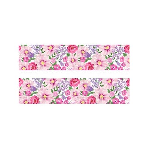 1 m de ruban satin imprimé 2,5 cm couture scrapbooking fleur rose parme