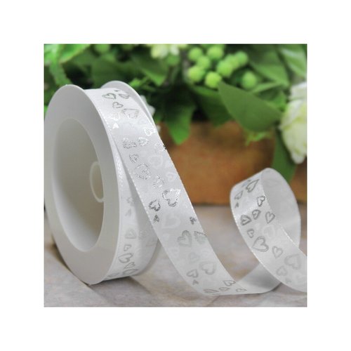 1 m de ruban galon fantaisie 2.5 cm couture scrapbooking coeur argente