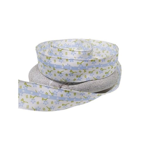 1 m de ruban galon fantaisie 2.5 cm couture scrapbooking petite fleur bleue
