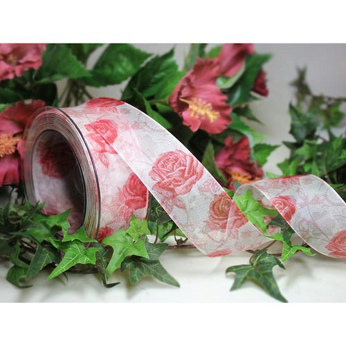 1 m de ruban galon fantaisie 4 cm couture scrapbooking rose rouge