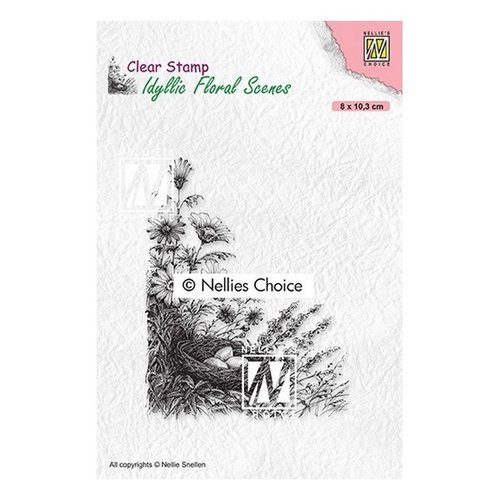 Tampon transparent clear stamp scrapbooking nellie s choice fleur panier oeuf 032