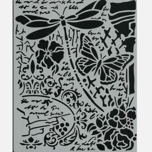 Pochoir plastique souple réutilisable mix media 20 x 25 cm stamperia libellule 3