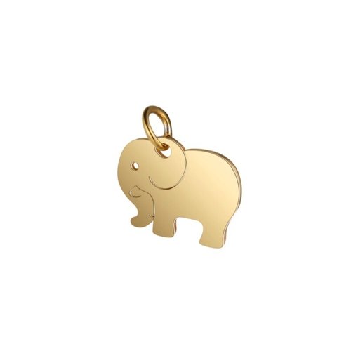 2 petites breloques pendentifs charms doré acier inoxydable 14 x 10 mm elephant