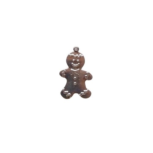 2 breloques charm argentées fabrication bijoux bonhomme pain epice