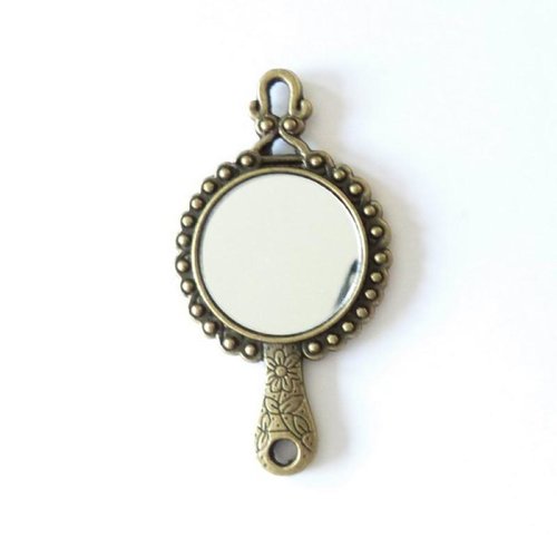 1 breloque charm bronze fabrication bijoux miroir rond
