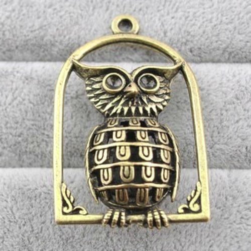 1 breloque charm bronze fabrication bijoux chouette perchoir