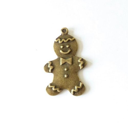 2 breloques charm bronze fabrication bijoux bonhomme pain epice