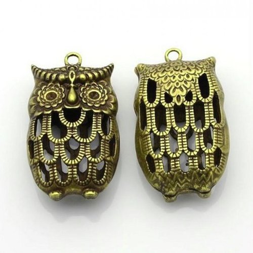 1 breloque charm bronze fabrication bijoux hiboux