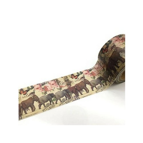 Washi tape masking tape ruban adhésif scrapbooking 3 cm vintage elephant rose