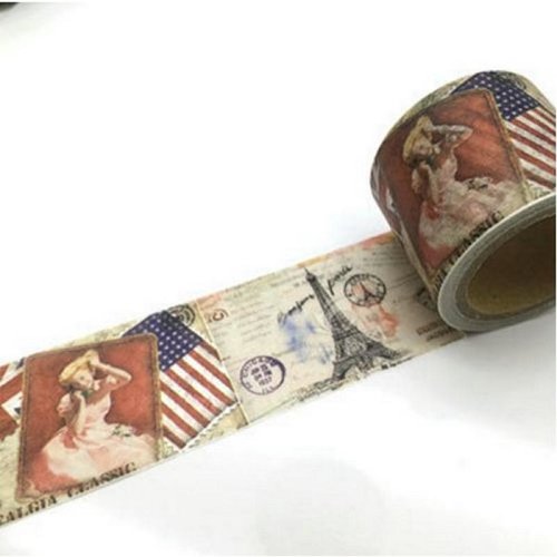 Washi tape masking tape ruban adhésif scrapbooking 3 cm vintage france amerique