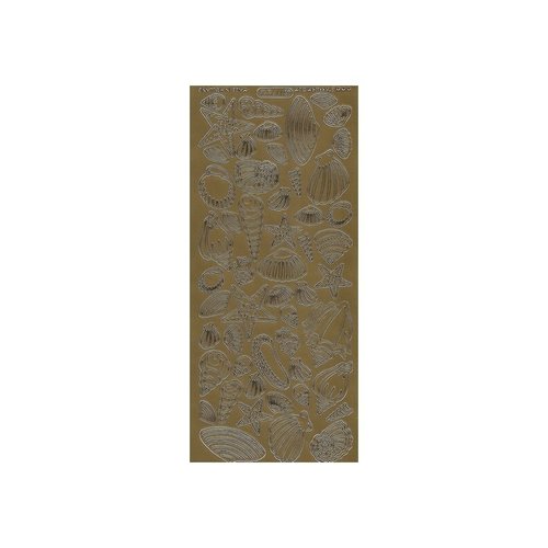 1 planche de stickers autocollants peel off doré motifs coquillage 1175